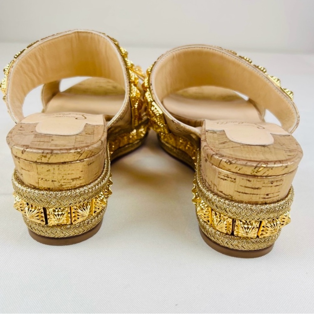NEW CHRISTIAN LOUBOUTIN Liege Pepite 60 Platform Sandals 35 EU, Gold Version - Picture 8 of 11